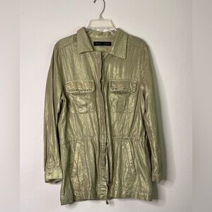 Boston Proper Metallic Brushed Linen Utility Jacket Women’s